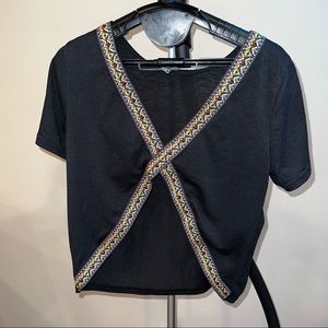 SHEIN open back black crop top shirt size small